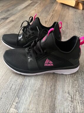 RBX Women's Black Athletic Sneakers with Pink Accents